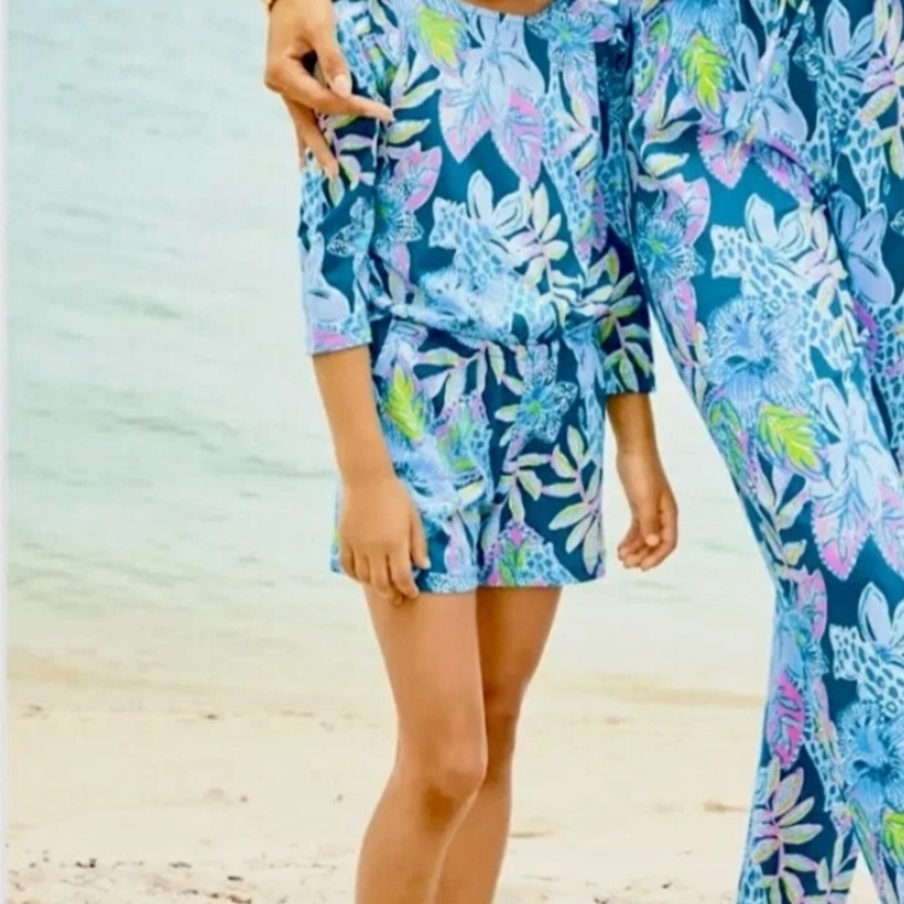 Jan - Lilly Pulitzer Blue and Pink Floral Kids One Piece